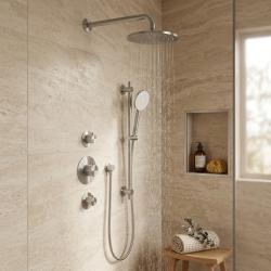 Aquanello Eterna Duschset i rostfritt stål med termostat för infällning med 2 avstängningskranar 25 cm regndusch och duschstång ET-S-SET1-11-02